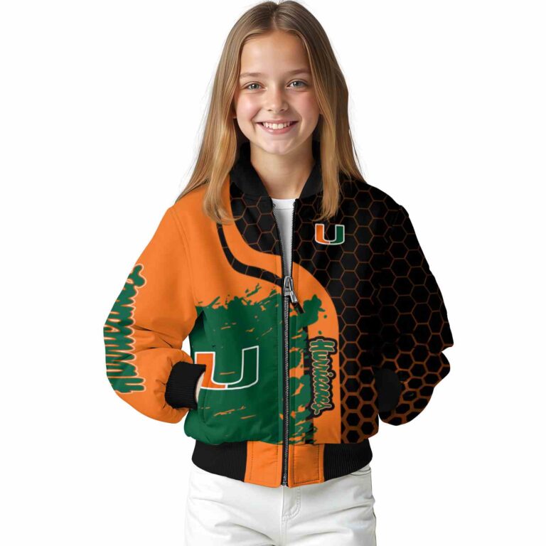 miami hurricanes hexagonal pattern orange black jacket top rated