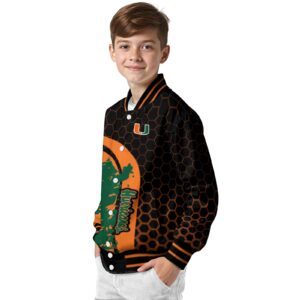 miami hurricanes hexagonal pattern orange black jacket trendy