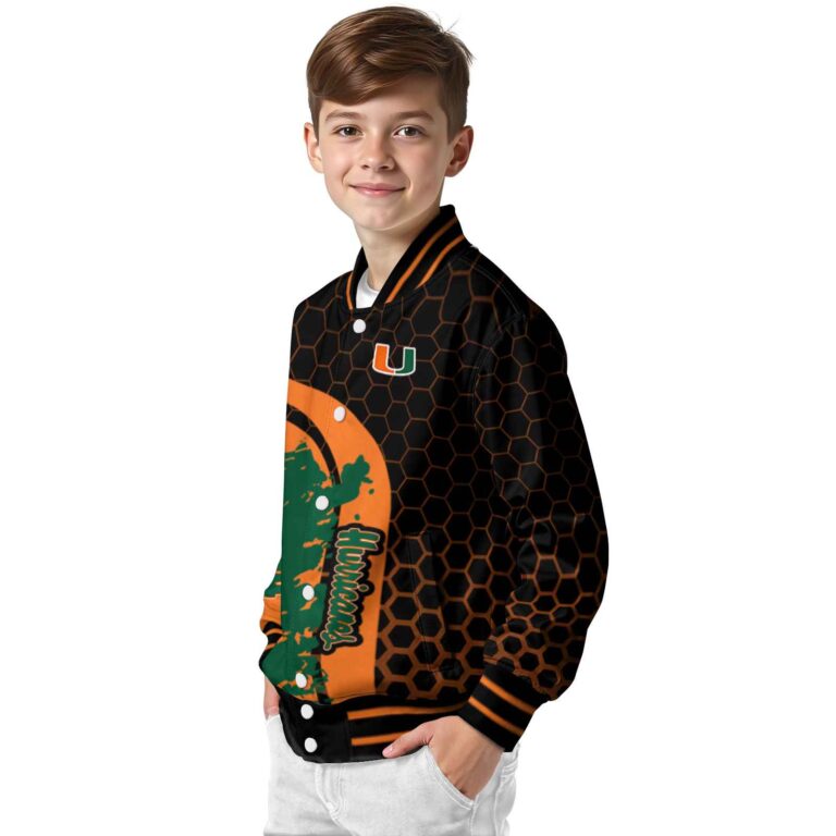 miami hurricanes hexagonal pattern orange black jacket trendy
