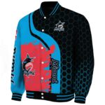 miami marlins hexagonal pattern blue black jacket best selling