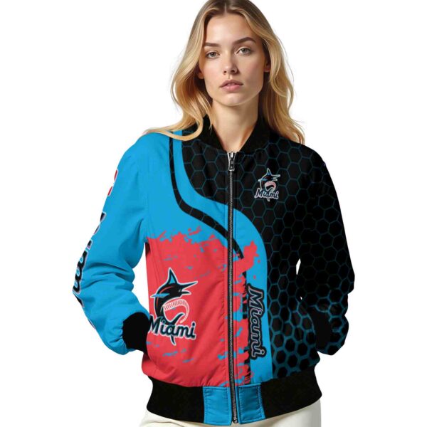 miami marlins hexagonal pattern blue black jacket latest model