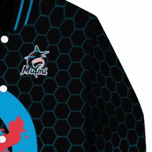miami marlins hexagonal pattern blue black jacket premium grade