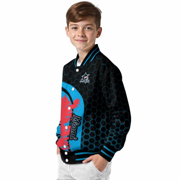 miami marlins hexagonal pattern blue black jacket trendy