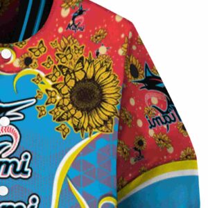 miami marlins sunflower bloom blue yellow jacket premium grade
