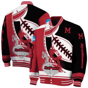 miami redhawks baseball stitching black white jacket fashion forward