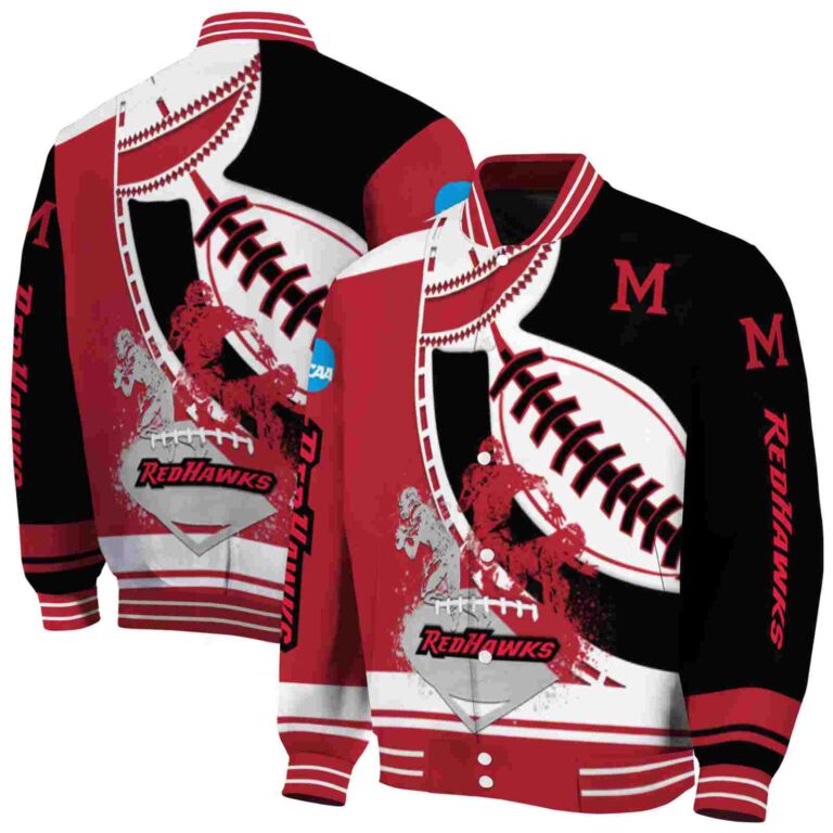 miami redhawks baseball stitching black white jacket fashion forward