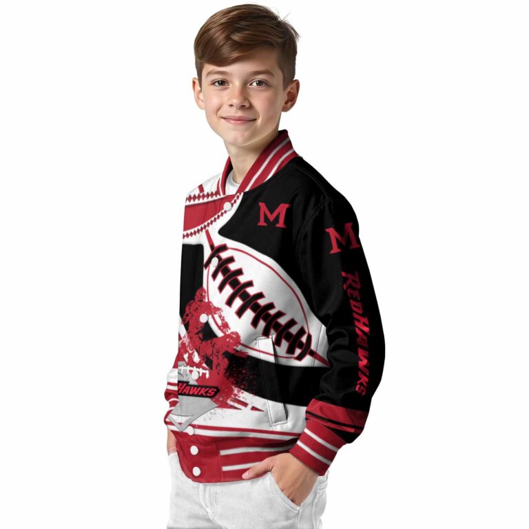 miami redhawks baseball stitching black white jacket trendy