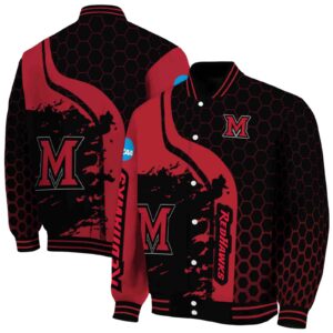 miami redhawks hexagonal pattern red black jacket fashion forward