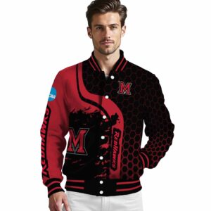 miami redhawks hexagonal pattern red black jacket high quality
