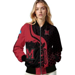 miami redhawks hexagonal pattern red black jacket latest model