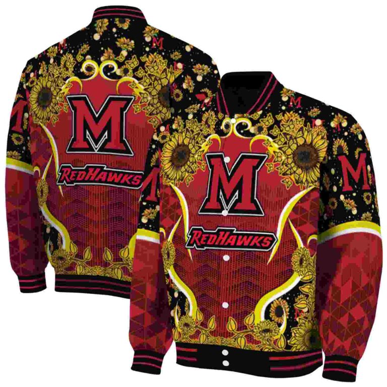 miami redhawks sunflower bloom red yellow jacket fashion forward