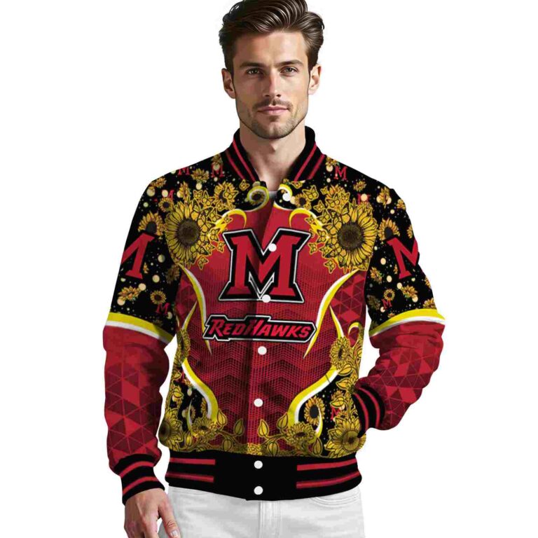 miami redhawks sunflower bloom red yellow jacket high quality