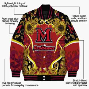 miami redhawks sunflower bloom red yellow jacket new arrival