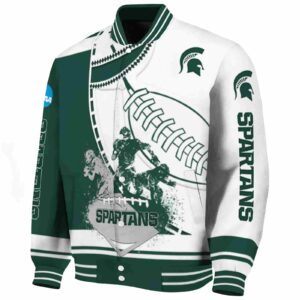 michigan state spartans baseball stitching white jacket best selling
