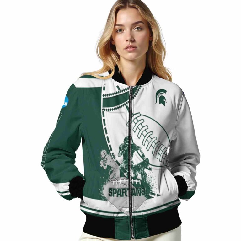 michigan state spartans baseball stitching white jacket latest model