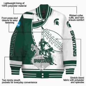michigan state spartans baseball stitching white jacket new arrival