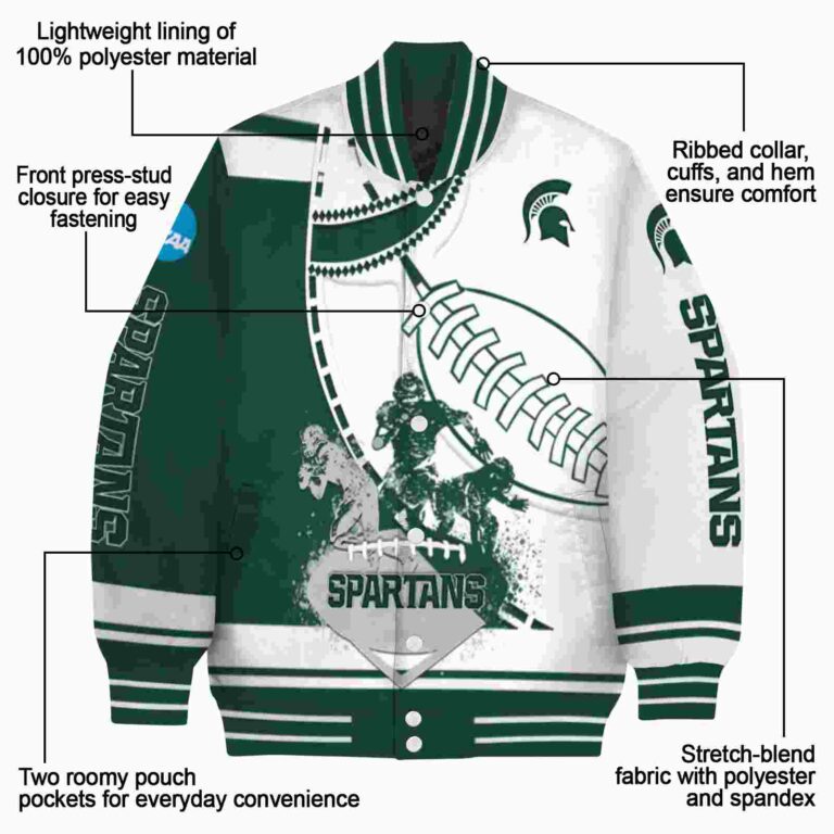 michigan state spartans baseball stitching white jacket new arrival