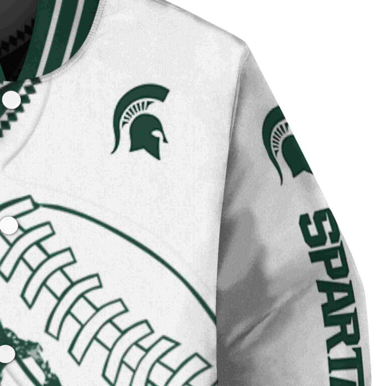 michigan state spartans baseball stitching white jacket premium grade