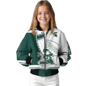michigan state spartans baseball stitching white jacket top rated