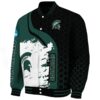michigan state spartans hexagonal pattern green black jacket best selling