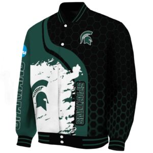 michigan state spartans hexagonal pattern green black jacket best selling