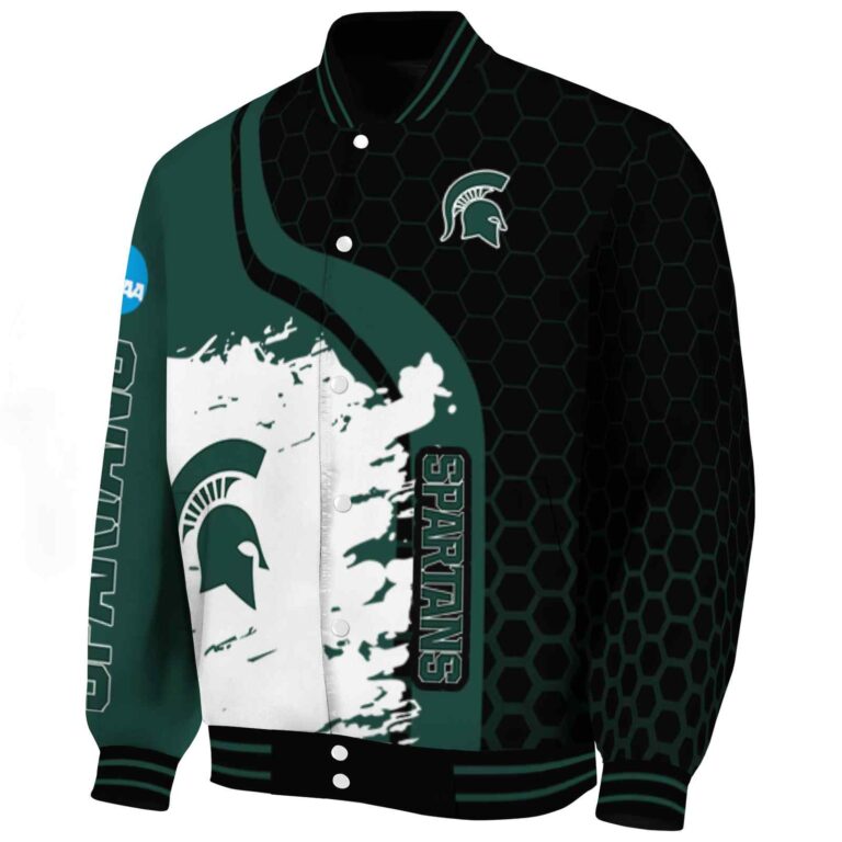 michigan state spartans hexagonal pattern green black jacket best selling