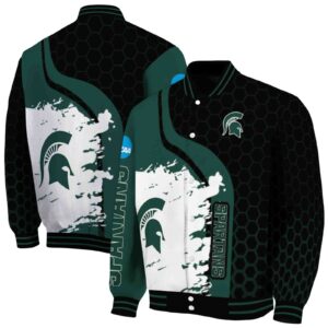 michigan state spartans hexagonal pattern green black jacket fashion forward