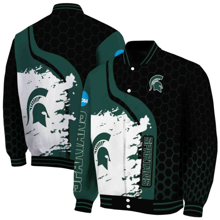 michigan state spartans hexagonal pattern green black jacket fashion forward