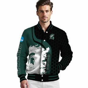 michigan state spartans hexagonal pattern green black jacket high quality