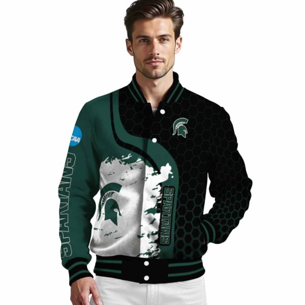 michigan state spartans hexagonal pattern green black jacket high quality