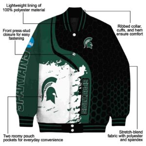 michigan state spartans hexagonal pattern green black jacket new arrival