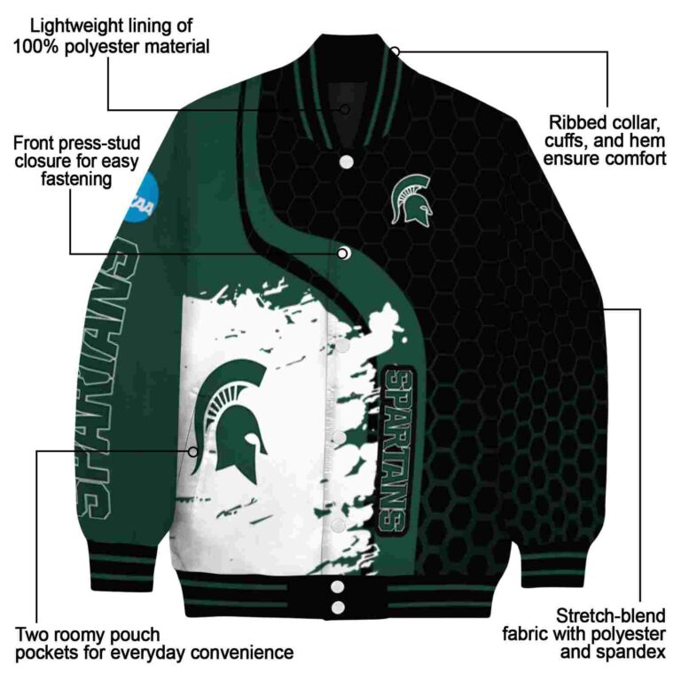 michigan state spartans hexagonal pattern green black jacket new arrival