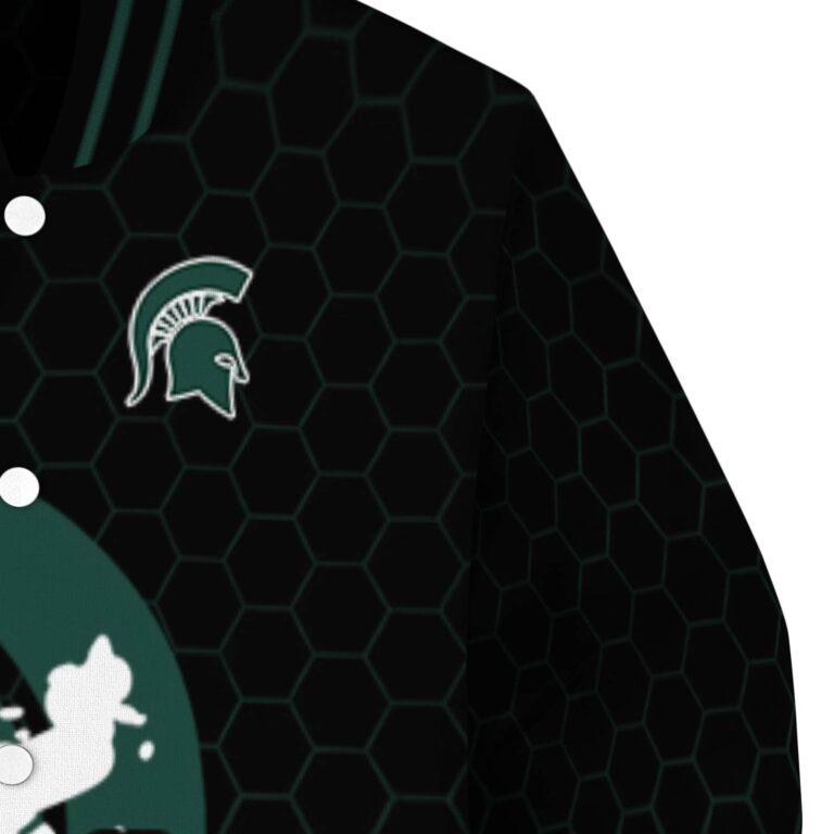 michigan state spartans hexagonal pattern green black jacket premium grade