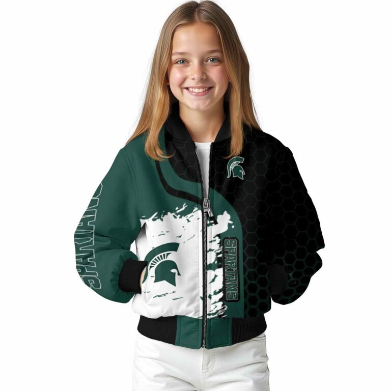 michigan state spartans hexagonal pattern green black jacket top rated