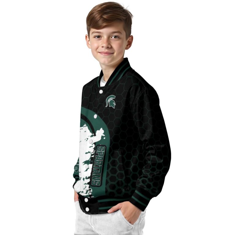 michigan state spartans hexagonal pattern green black jacket trendy