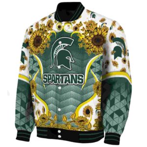 michigan state spartans sunflower bloom green yellow jacket best selling