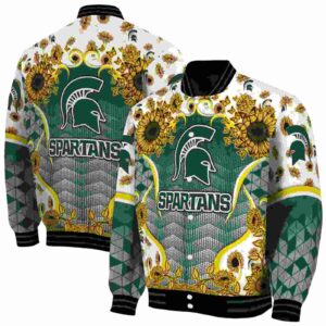 michigan state spartans sunflower bloom green yellow jacket fashion forward