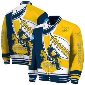 michigan wolverines baseball stitching maize white jacket fashion forward