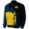 michigan wolverines hexagonal pattern blue black jacket best selling