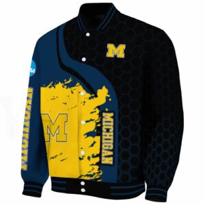 michigan wolverines hexagonal pattern blue black jacket best selling