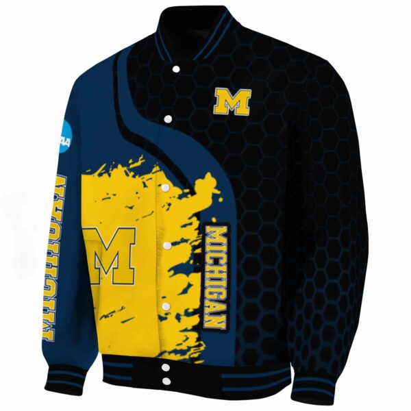 michigan wolverines hexagonal pattern blue black jacket best selling