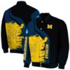 michigan wolverines hexagonal pattern blue black jacket fashion forward