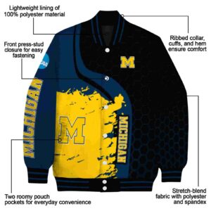 michigan wolverines hexagonal pattern blue black jacket new arrival