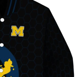 michigan wolverines hexagonal pattern blue black jacket premium grade