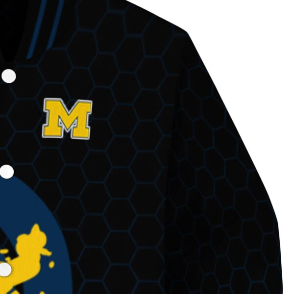 michigan wolverines hexagonal pattern blue black jacket premium grade