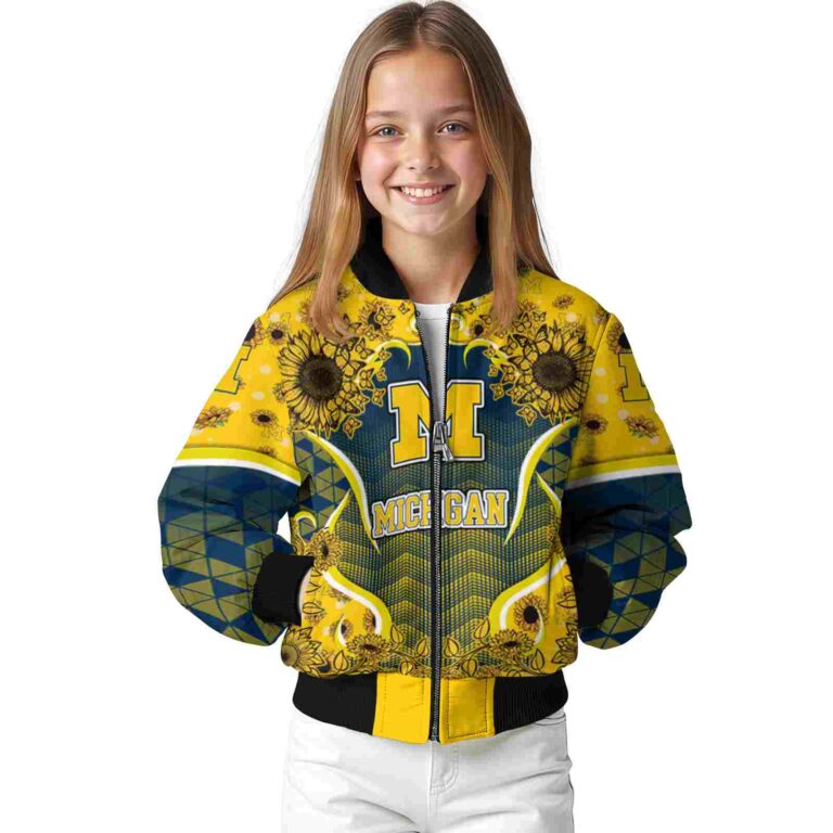 michigan wolverines sunflower bloom blue yellow jacket top rated