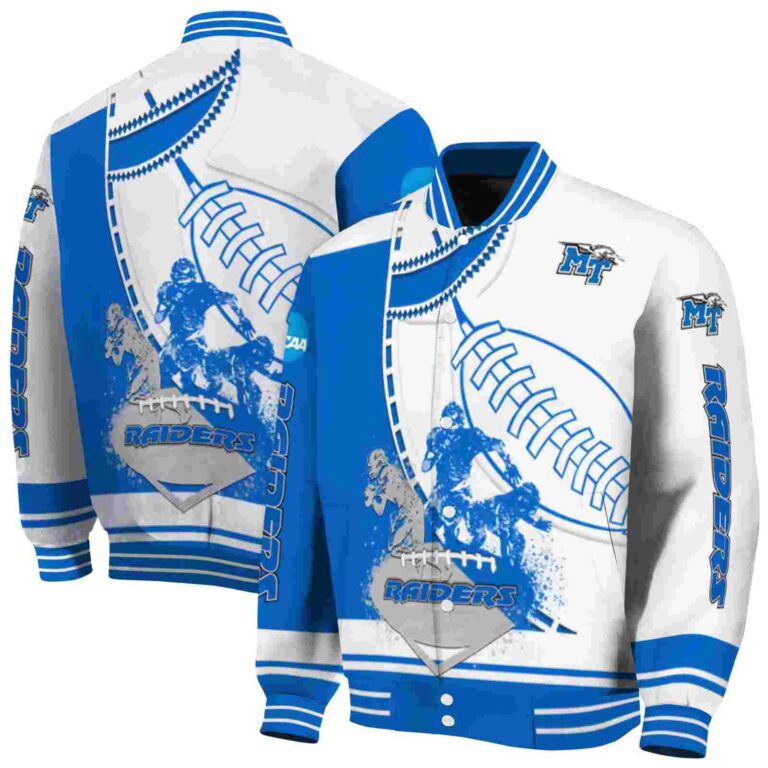 middle tennessee blue raiders baseball stitching white jacket fashion forward