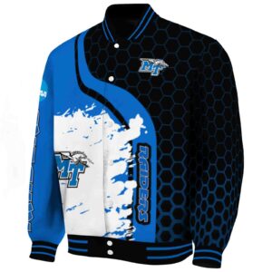 middle tennessee blue raiders hexagonal pattern blue black jacket best selling