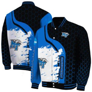 middle tennessee blue raiders hexagonal pattern blue black jacket fashion forward