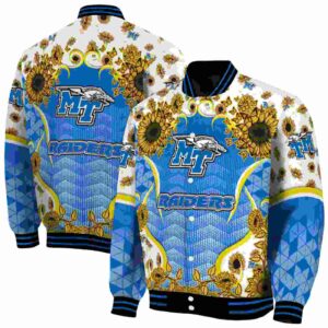 middle tennessee blue raiders sunflower bloom blue yellow jacket fashion forward